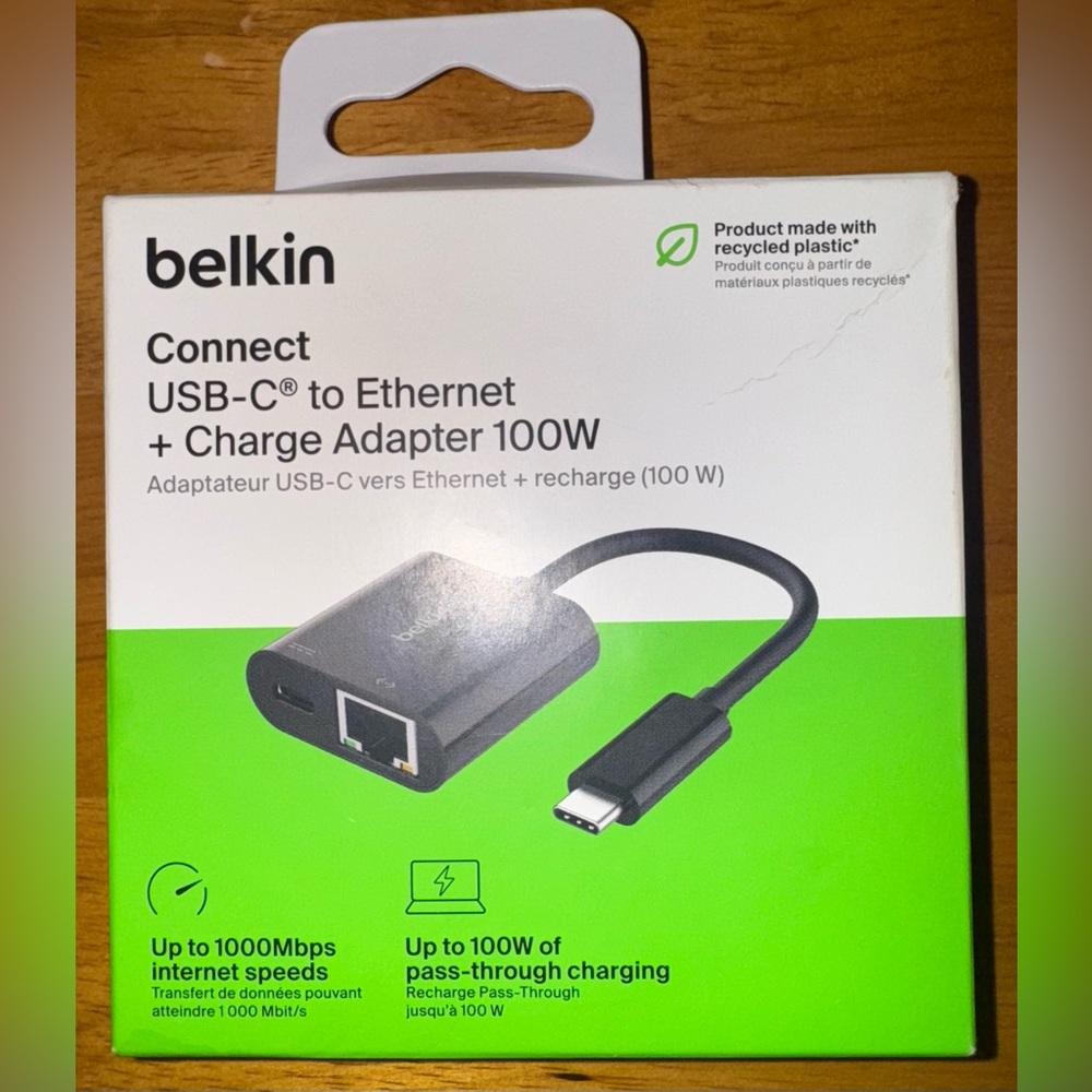 Belkin 2-in-1 Power and Charge - USB-C to Ethernet + Charge Adapter 100W